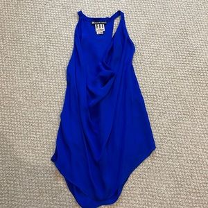 Blue cowl neck top